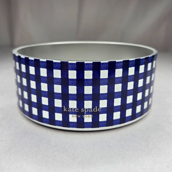 NWT Kate Spade Navy Gingham Dog Cat Pet Food Bowls 16 oz Pair - Picture 2 of 4